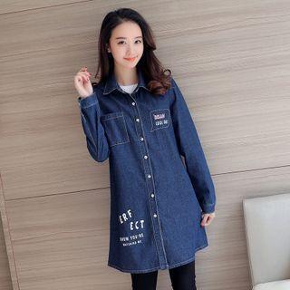 Long-sleeve Print Denim Shirt
