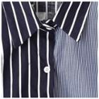 Wide-cuff Asymmetric-hem Stripe Shirt