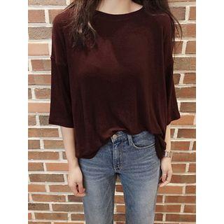 Crew-neck Wool Blend Top