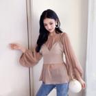 Set: Long-sleeve Top + Knit Camisole Top