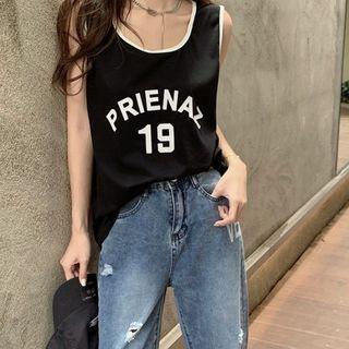 Lettering Tank Top Tank Top - Black - One Size