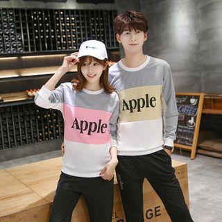 Couple Matching Letter Colour Block Sweatshirt