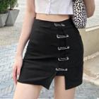 Pinned Slit Mini Pencil Skirt