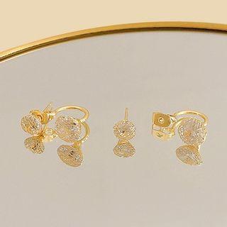 Rhinestone Stud Earring 1 Pair - S925 Silver - Gold - One Size