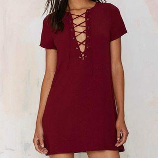 Lace-up T-shirt Dress