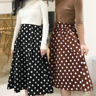 Dotted Midi A-line Skirt
