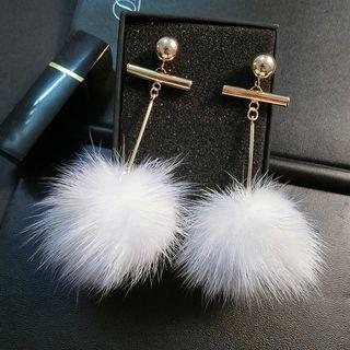 Pompom / Faux Pearl Earrings