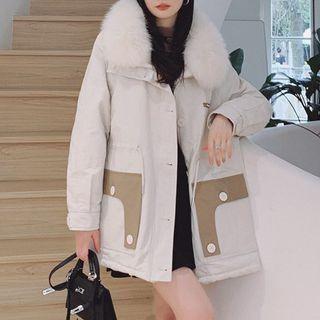 Shearling-collar Cropped Panel Jacket