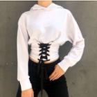 Tie-front Hooded Sweatshirt