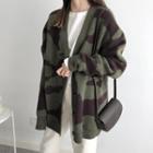 Camouflage Button Cardigan Green - One Size