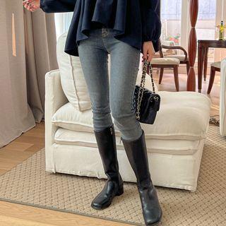 Napped Frayed Slim-fit Jeans