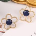 Floral Ear Stud 1 Pair - Gold & Black - One Size