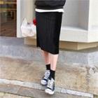 Elasticized-waist Ribbed Velvet Skirt