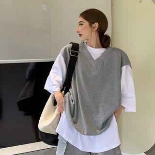 Plain Vest Vest - Gray - One Size