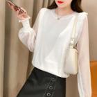 Chiffon Sleeve Ruffled Knit Top