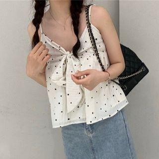 Dotted Bow Camisole Top Dotted - White - One Size