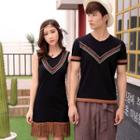Couple Matching Chevron Short-sleeve T-shirt / Sleeveless Dress