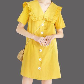 Short-sleeve Frill Collar Shirtdress