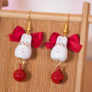 Ceramic Rabbit Bell-accent Earrings