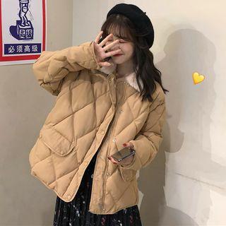 Shearling-collar Zip Long-sleeve Jacket