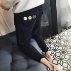 Smiley Embroidered Drop Crotch Pants