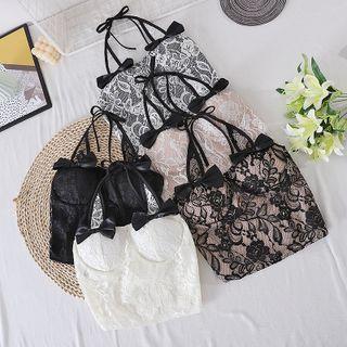 Color Block Halter Bow Suspender Top