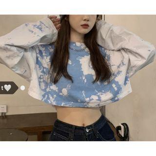 Long-sleeve Tie Dye T-shirt / Cropped T-shirt