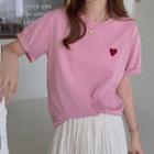 Heart Print Oversized Short-sleeve T-shirt