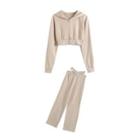 Set: Hooded Zip Jacket + Strappy Straight Leg Pants