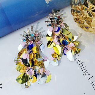 Sequined Dangle Earring Gold - One Size