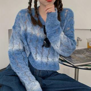 Tie Dye Cable Knit Sweater Blue - One Size