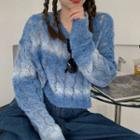 Tie Dye Cable Knit Sweater Blue - One Size