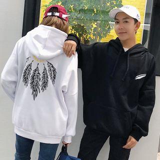 Embroidered Hooded Couple Matching Pullover
