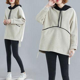 Color Block Hoodie Almond - One Size