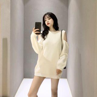 Cold Shoulder Long-sleeve Mini Dress