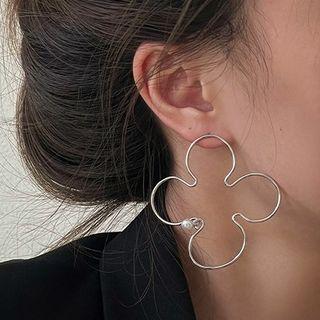Faux Pearl Floral Metal Drop Earring 1 Pair - Silver - One Size