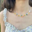 Flower Alloy Choker 1 Pc - Necklace - Green & Yellow - One Size