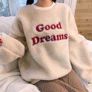 Letter Patch Fleece Sweatshirt