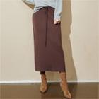 Drawstring-waist Cashmere Blend Knit Skirt