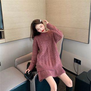 Plain Long Sweater / Knit A-line Skirt