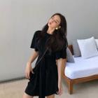 Tie-waist T-shirt Minidress Black - One Size