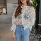 Frill-collar Sheer Lace Blouse