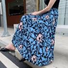 Floral A-line Midi Crinkle Skirt