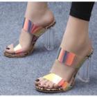 Iridescent Strap Clear High Heel Sandals