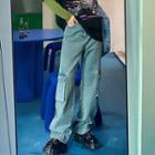 High-waist Straight-cut Cargo Jeans