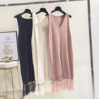 Sleeveless Lace Trim Midi Knit Dress