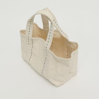 Stitched Canvas Boxy Tote Ivory - One Size