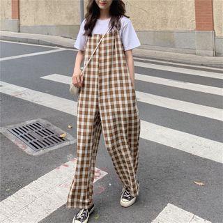 Gingham Cropped Jumper Pants