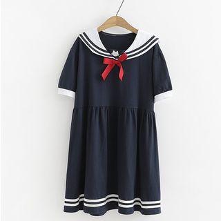 Short-sleeve Sailor Collar A-line Dress (various Designs)