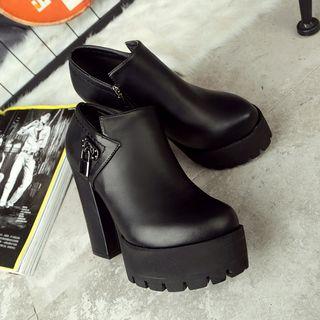 Faux-leather High-heel Shoe Boots